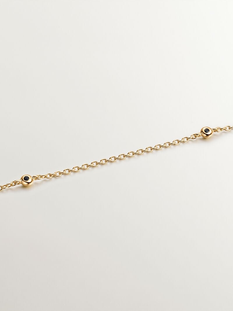 925 Silver necklace bathed in 18K yellow gold with large cross and spinels image number 4