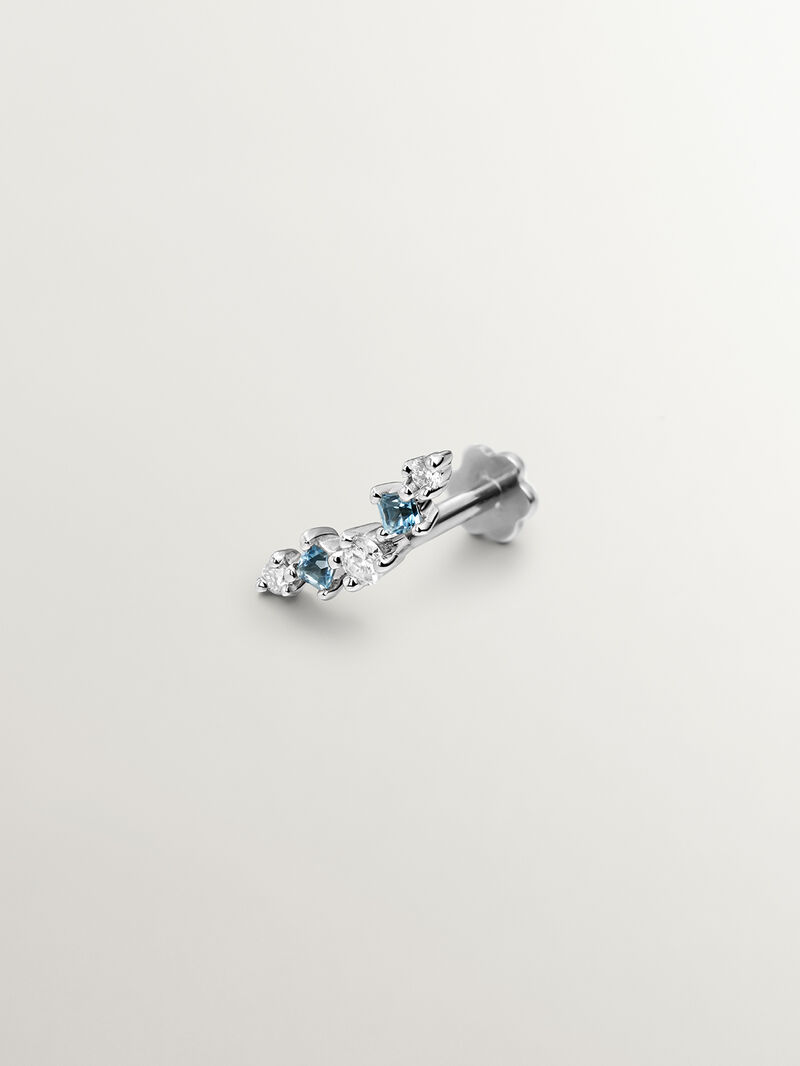 18K gold single earring with blue topaz image number 4