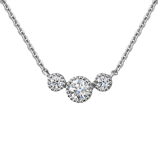 9kt white gold three diamond necklace , J04503-01, mainproduct
