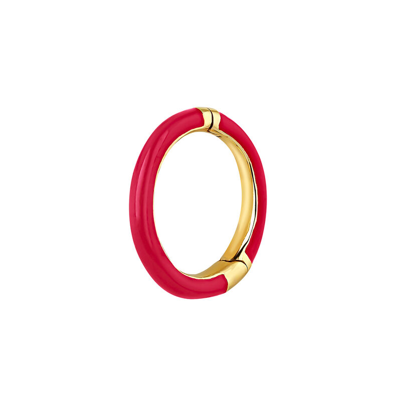 9kt gold fucsia enamel hoop earring , J03843-02-H-PKENA, mainproduct