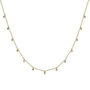 9kt yellow gold necklace with multicoloured stones, J04341-02-MULTI,hi-res