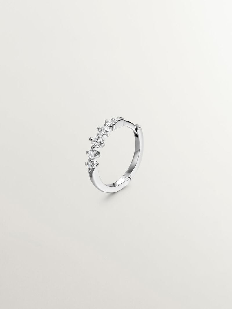 18k white gold single hoop earring with diamonds 0.016 cts image number 0
