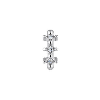 9kt white gold three diamond hoop earring , J04491-01-H, mainproduct
