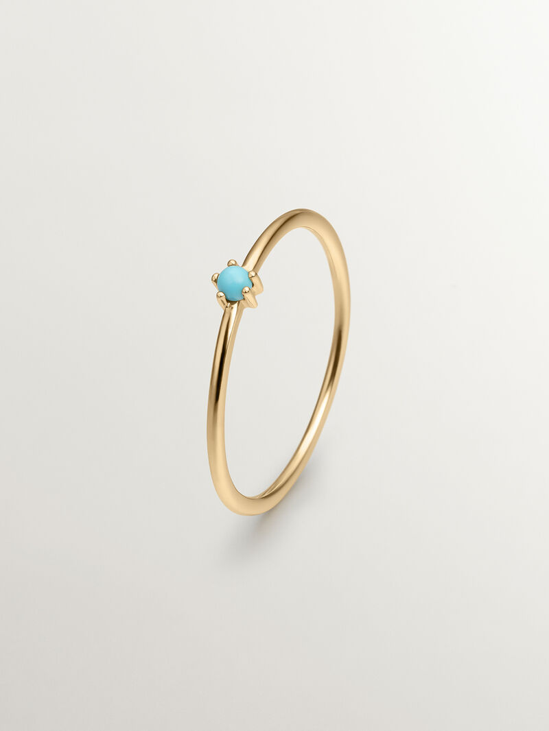 9K Yellow Gold Solitaire Ring with Turquoise image number 0