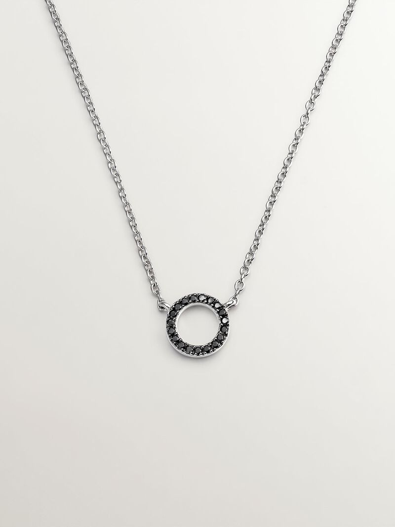 925 Silver pendant with circle of black spinels image number 0