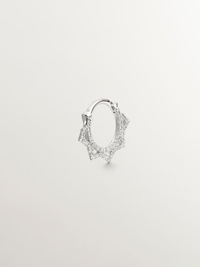 18K white gold daith ring piercing with diamonds and spikes image number 1