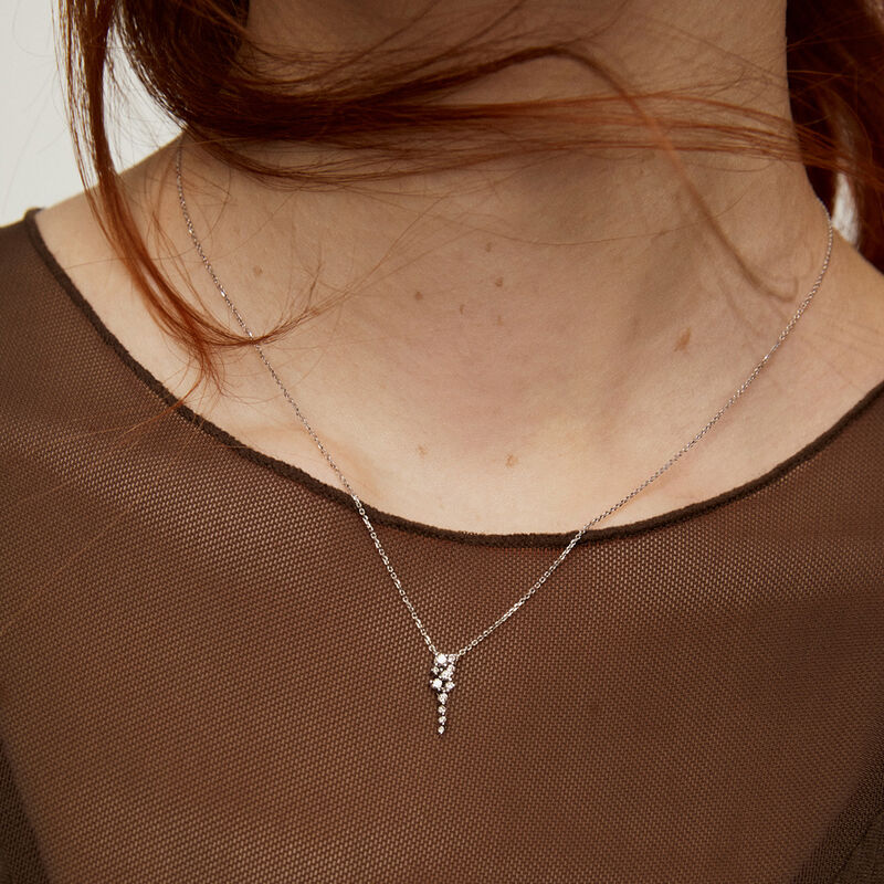 9kt white gold diamond teardrop necklace, J04962-01, hi-res