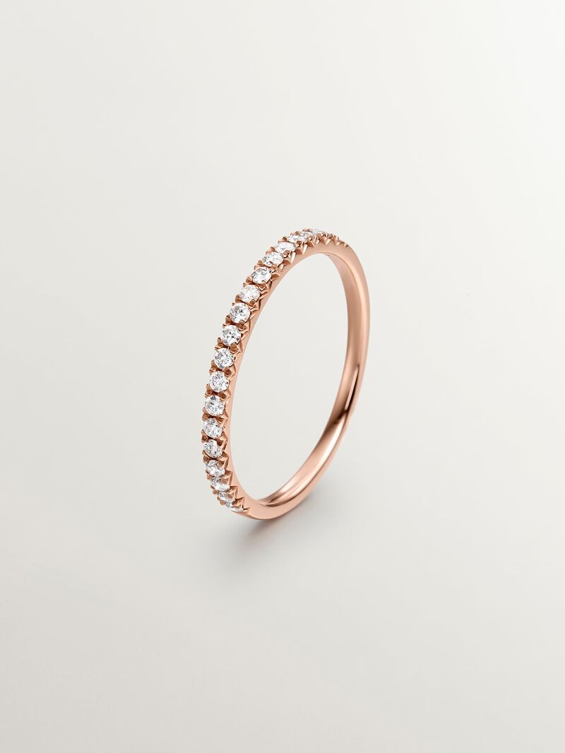 18K rose gold ring with diamonds image number 2