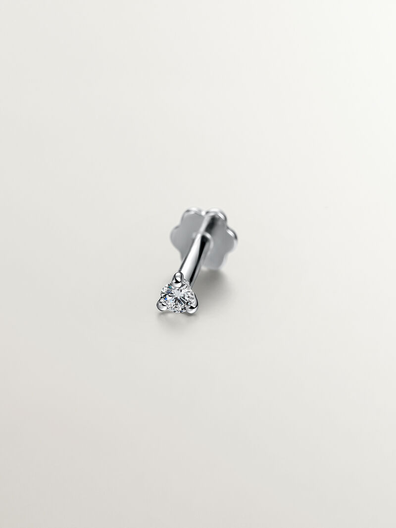 18K White Gold Single Piercing with 0.02 cts Diamond image number 1