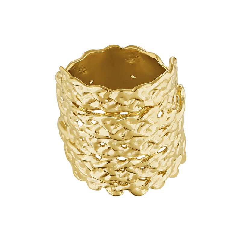 Gold plated wicker ring, J04412-02, hi-res