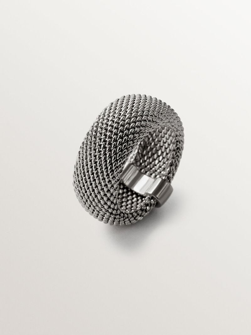Rigid 925 silver ring with mesh image number 0