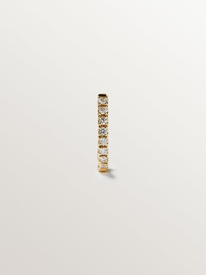 18K Gold Small Single Hoop Earring with Diamonds image number 1