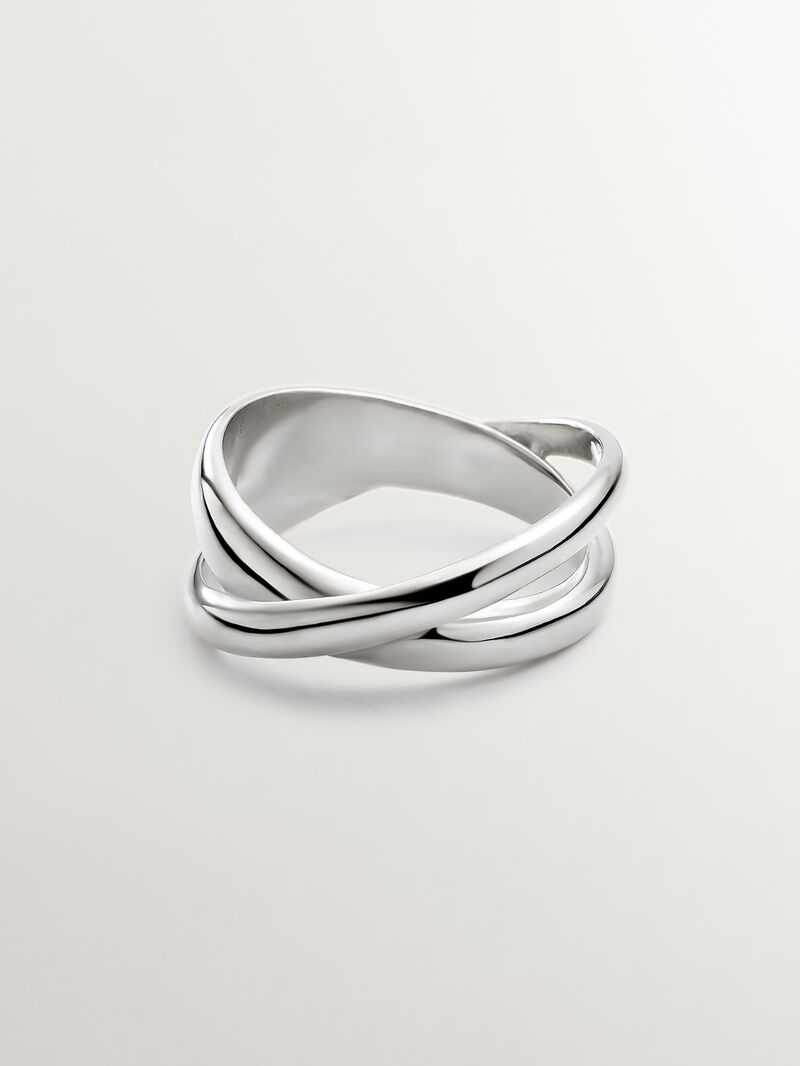 925 Silver Double Crossed Ring image number 2