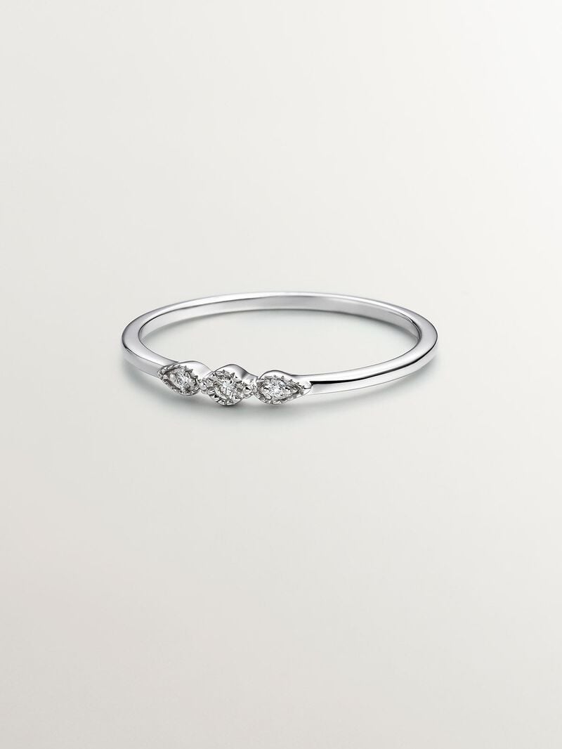 18K white gold triplet ring with diamonds 0.027 image number 2