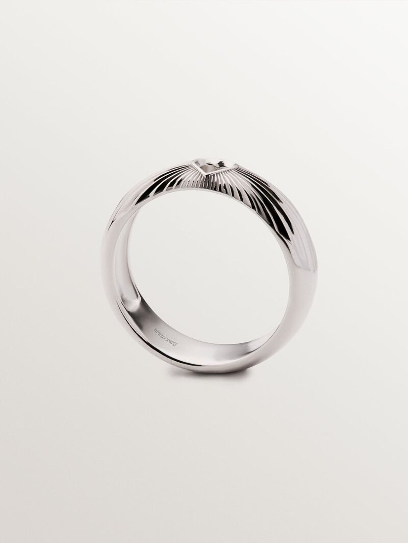 925 silver ring with heart and guilloché texture image number 4