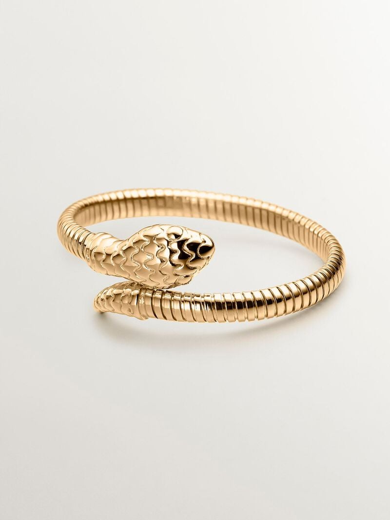 18K Yellow Gold Plated 925 Sterling Silver Rigid Bracelet with Snake Design image number 0
