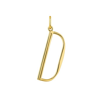 Large gold-plated silver D initial charm  , J04642-02-D,hi-res