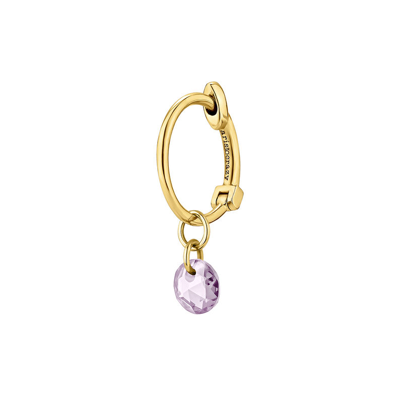 9k gold hoop earring with an amethyst pendant , J04765-02-AM-H, hi-res