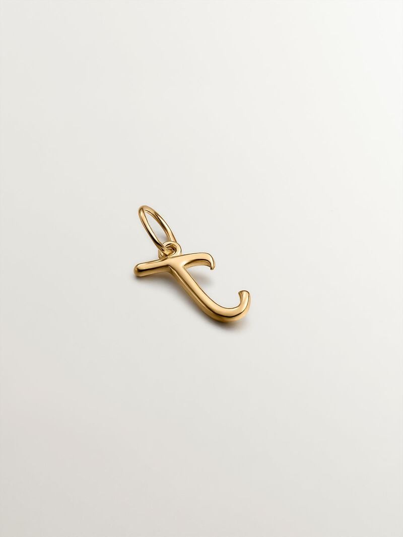 925 Silver charm bathed in 18K yellow gold with initial J. image number 1