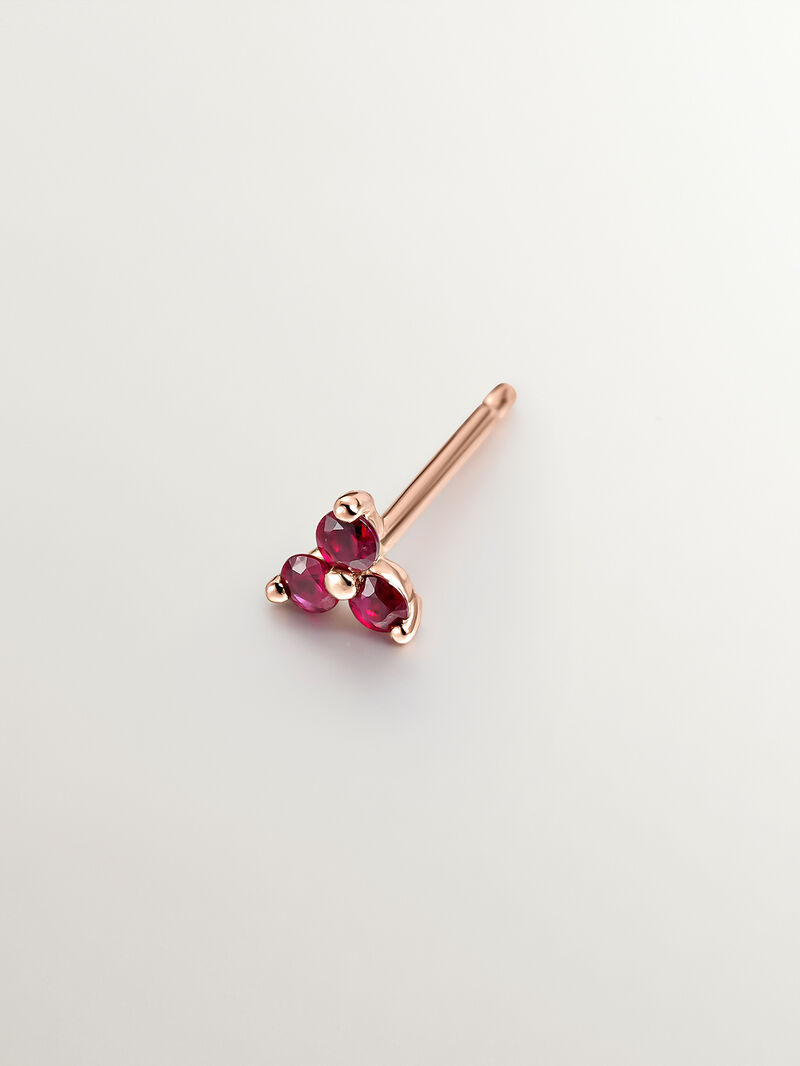 Individual 9K rose gold earring with rubies image number 2