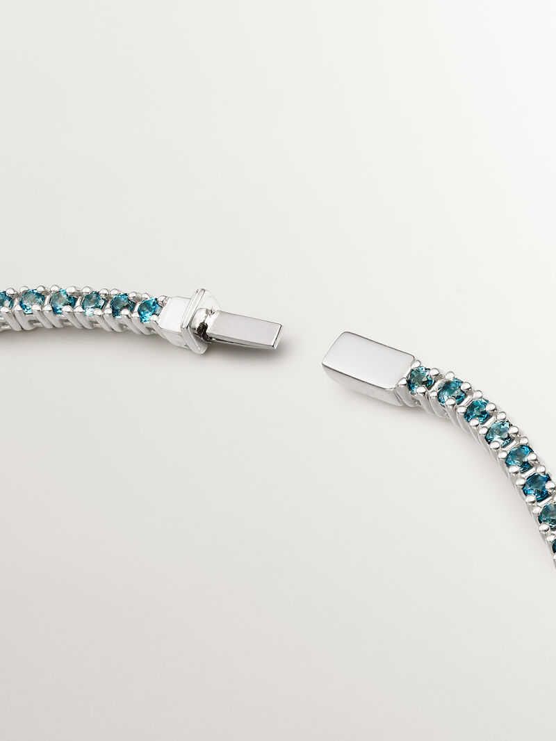 925 Silver bracelet with London blue topaz. image number 4