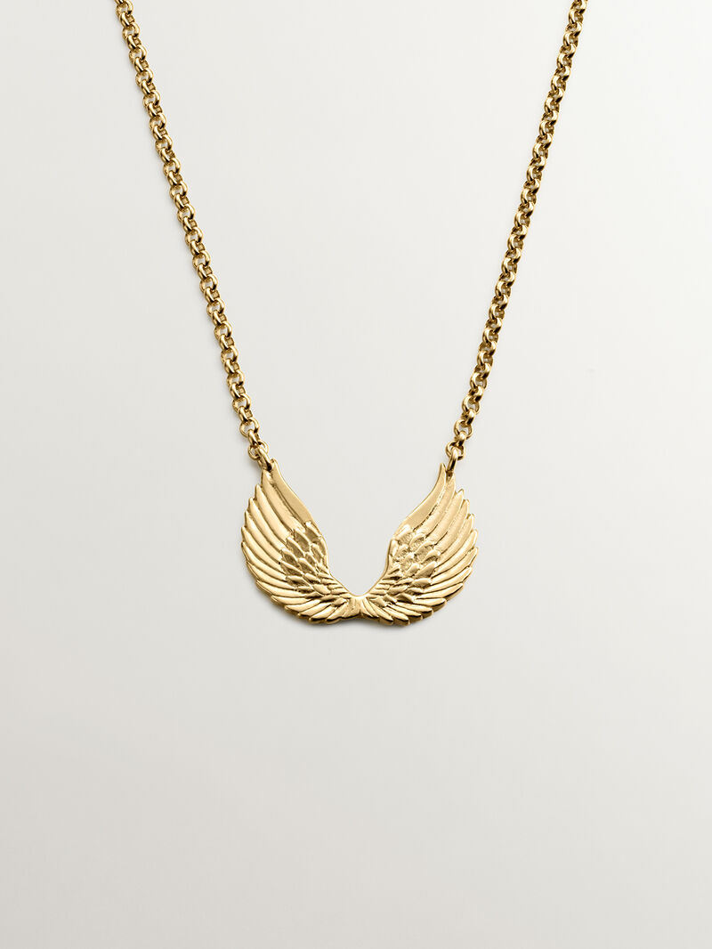 925 silver pendant bathed in 18K yellow gold with wings image number 0