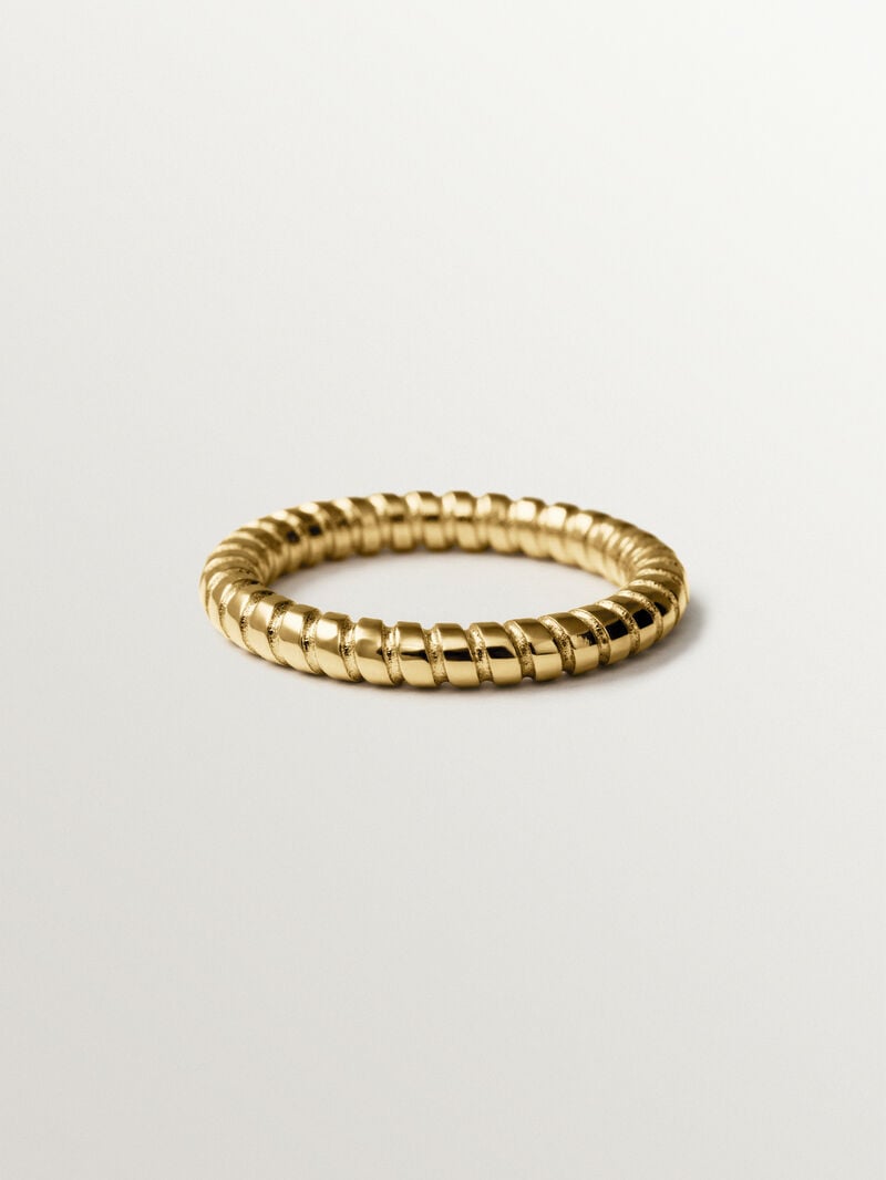 Anillo pequeño gallonado de plata 925 bañada en oro de 18K image number 2