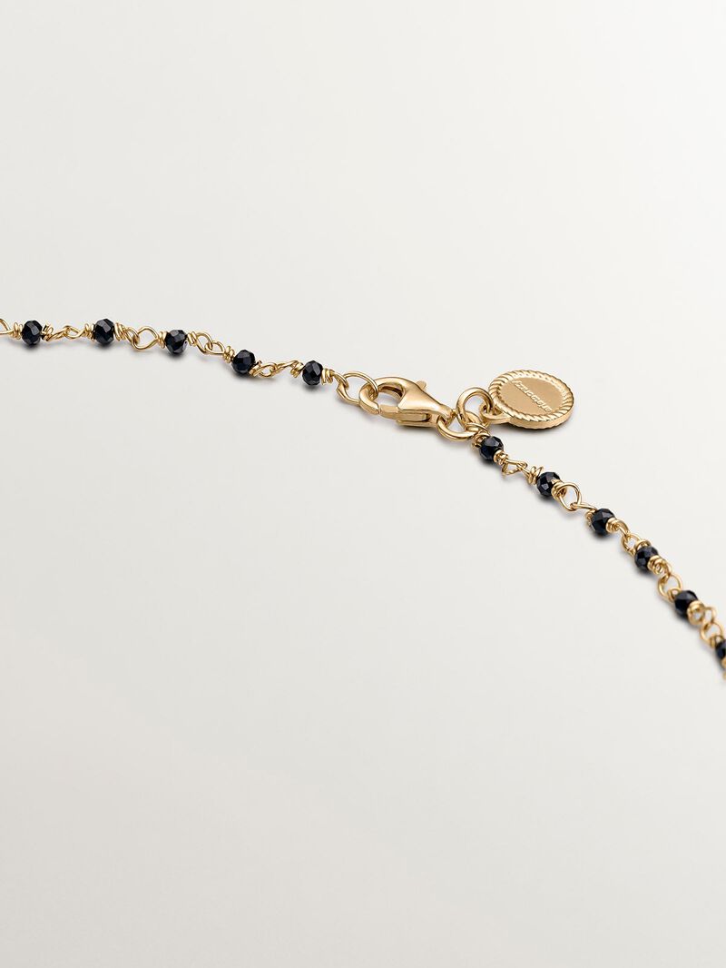 925 Silver chain plated in 18K yellow gold with black spinels. image number 2