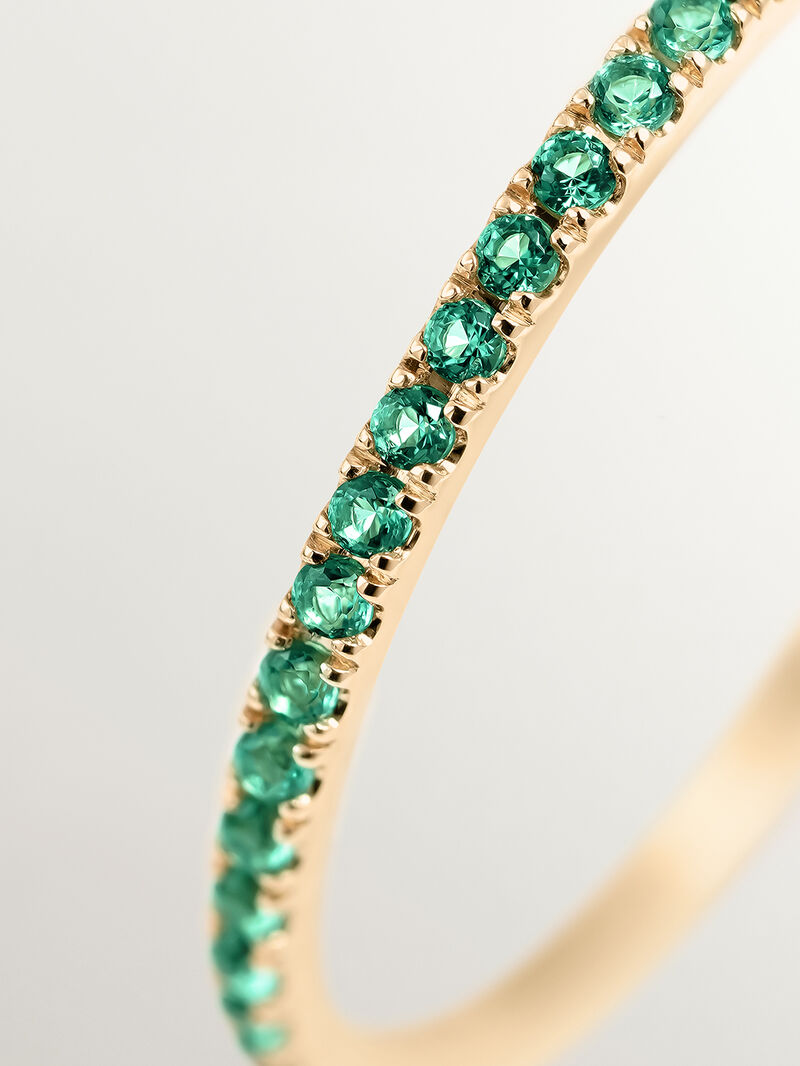9K Yellow Gold Ring with Green Emeralds image number 4