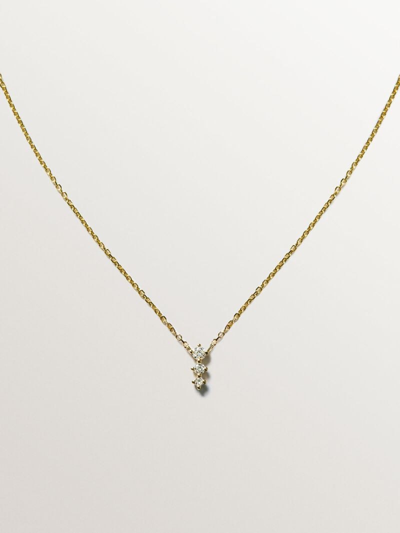 18K yellow gold triple diamond pendant image number 2