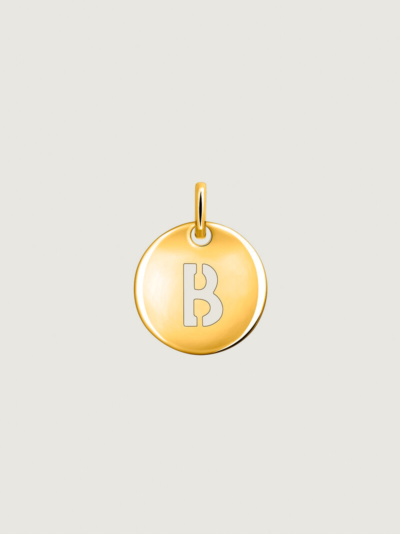 925 Silver charm dipped in 18K yellow gold with initial B image number 0
