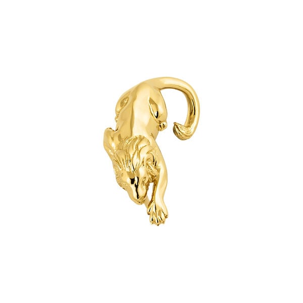 Boucles d'oreilles lion argent plaqué or, J04239-02-H,hi-res