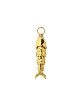 Fish charm in 18k yellow gold-plated silver with black enamel, J05203-02-BLKENA,hi-res