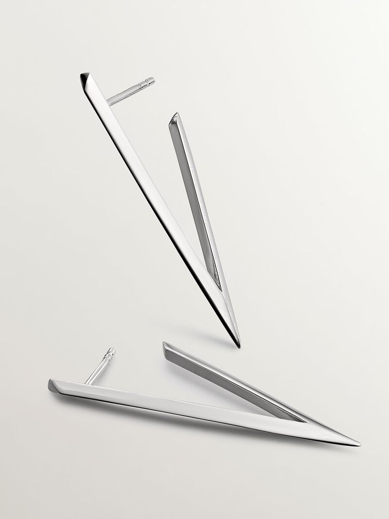 Large triangular 925 silver earrings image number 0