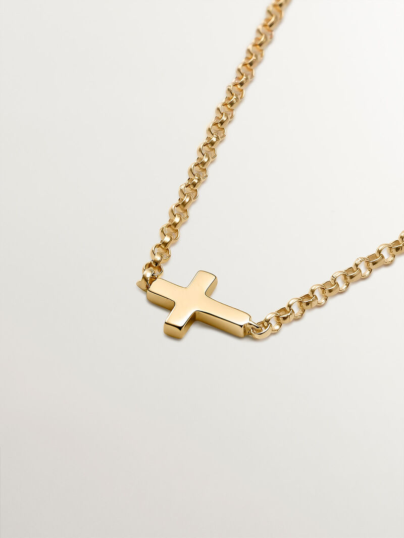 9K Yellow Gold Bracelet with Cross image number 2