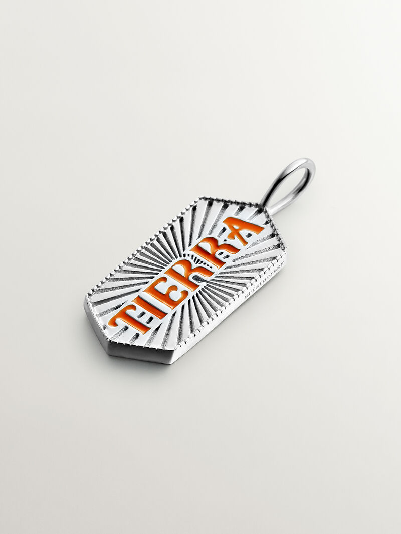 925 silver charm with orange enamel image number 0
