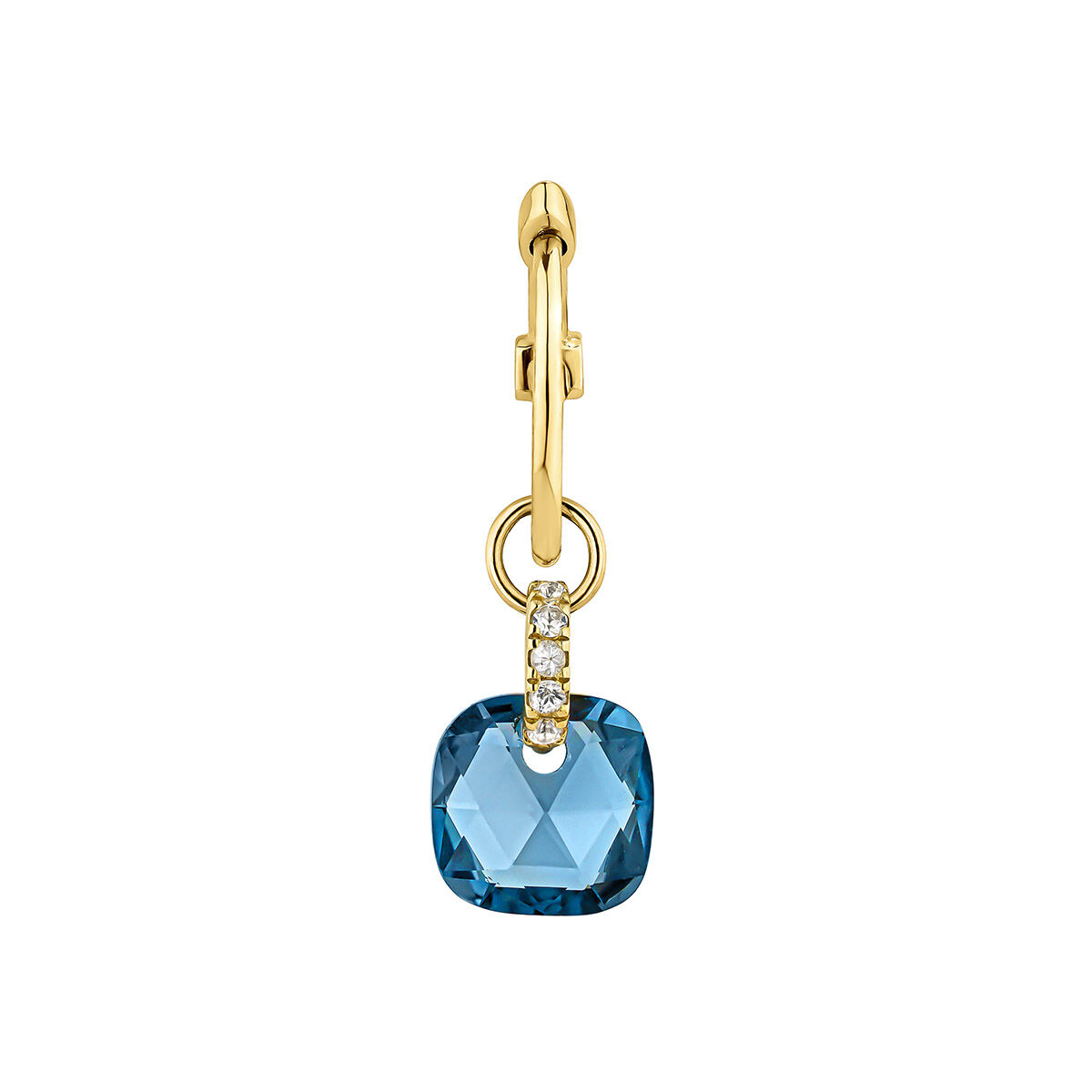 9k gold white sapphire and topaz hoop earring , J04764-02-LB-WS-H, mainproduct