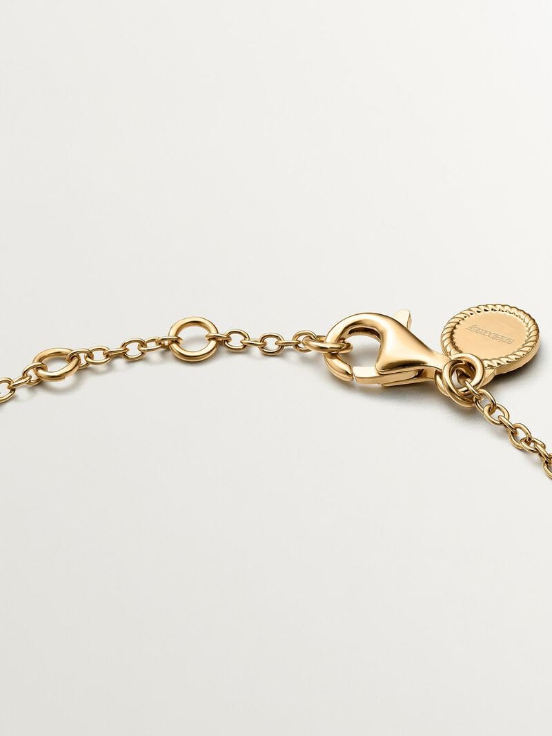 925 Silver bracelet dipped in 18K yellow gold with river pearls and water lily. image number 6