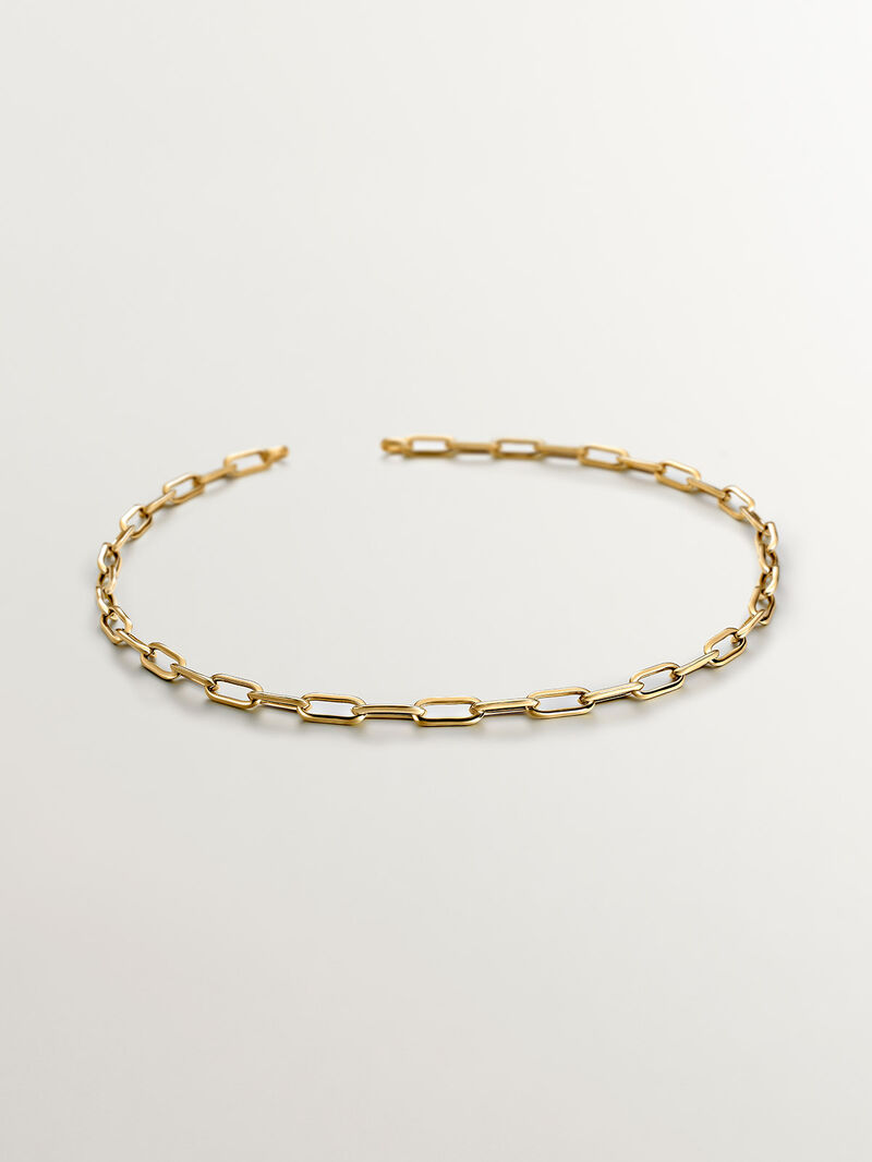 Chain of rectangular links made of 925 silver, coated in 18K yellow gold image number 0
