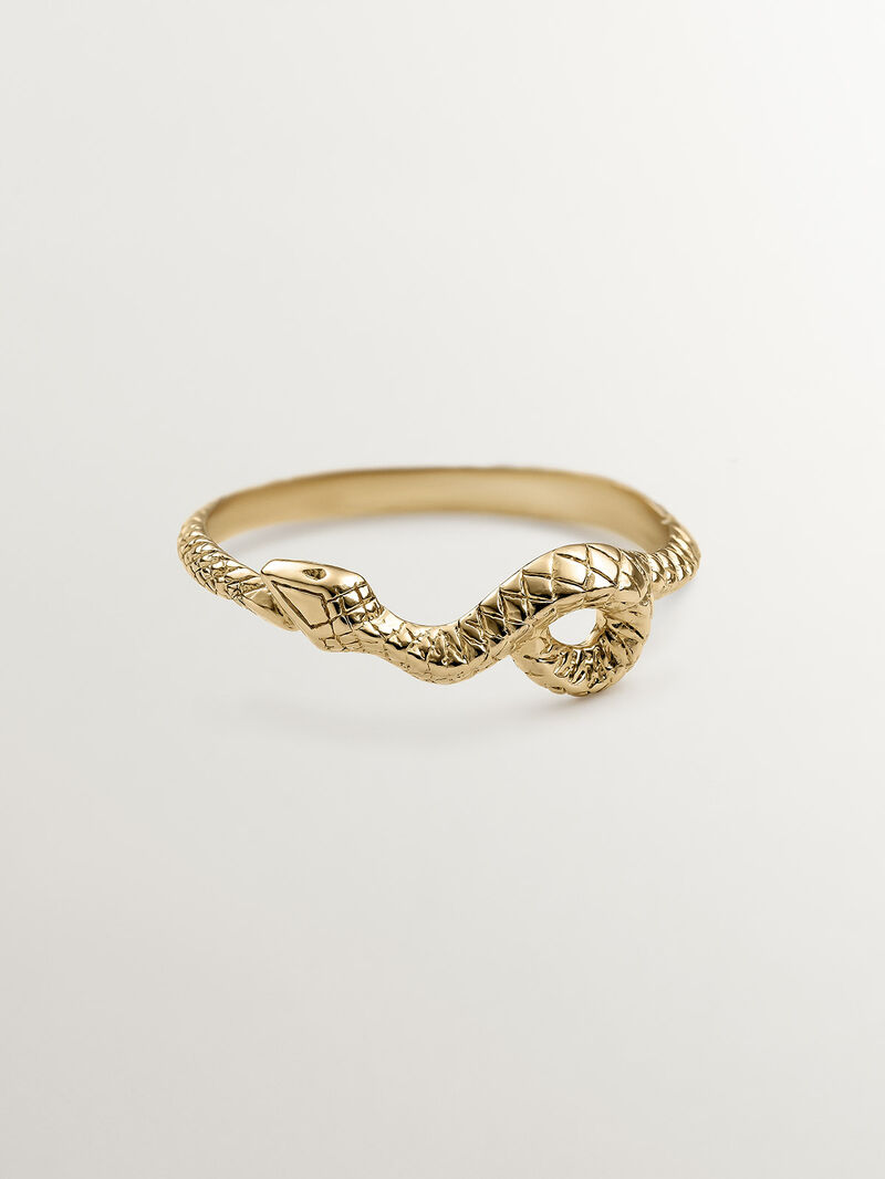 931 Silver ring coated in 18K yellow gold with a snake-shaped design. image number 2