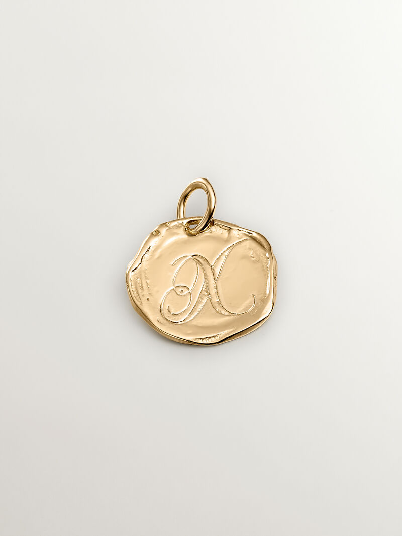 Handcrafted charm made of 925 silver, coated in 18K yellow gold with the initial X. image number 0