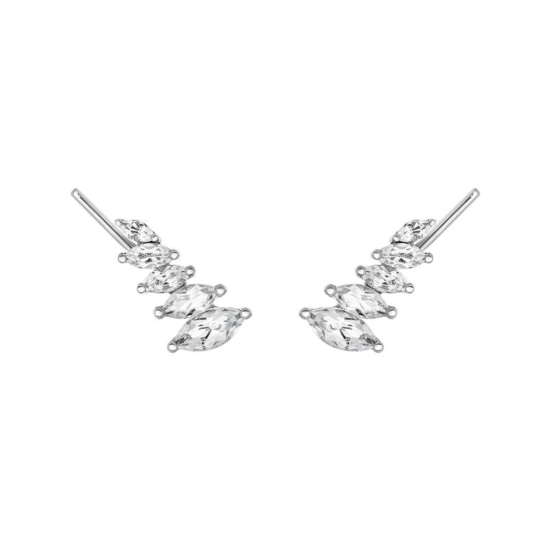 Silver climber earrings with topaz , J03668-01-WT, hi-res