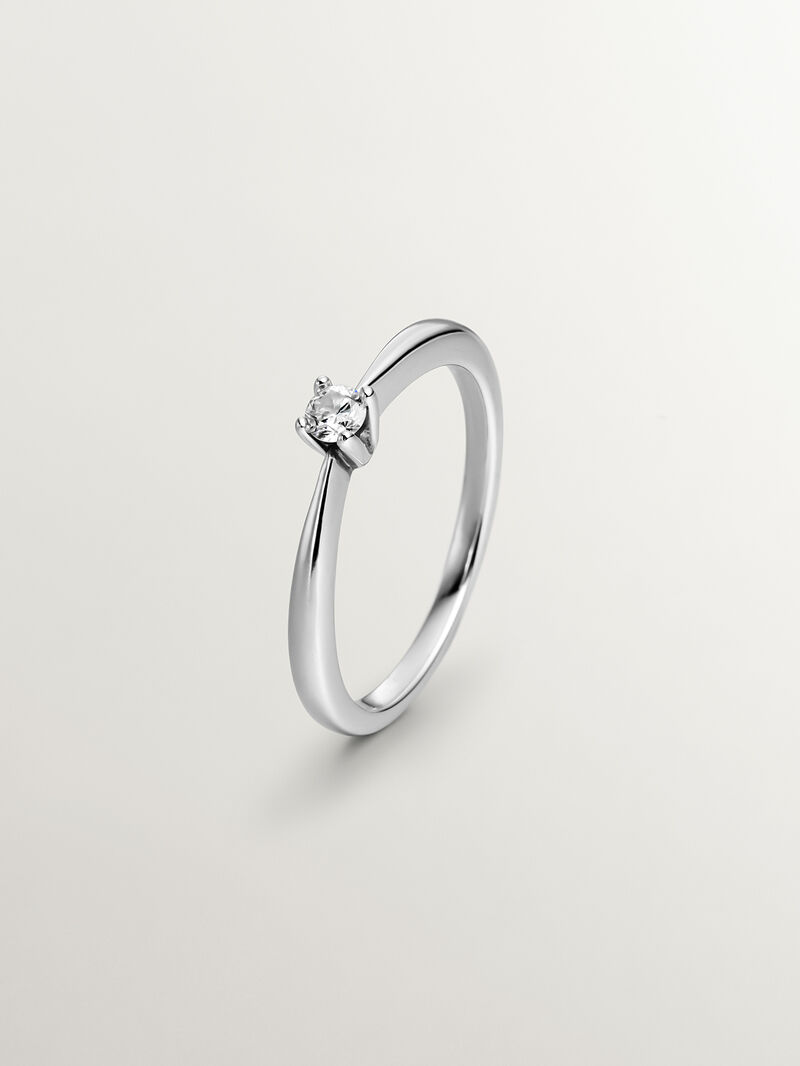 18K White Gold Solitaire Ring with a 0.08 cts Diamond. image number 0