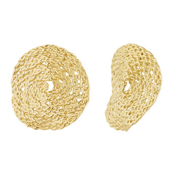 XL wicker-design round earrings in 18kt yellow gold-plated sterling silver, J04415-02,hi-res