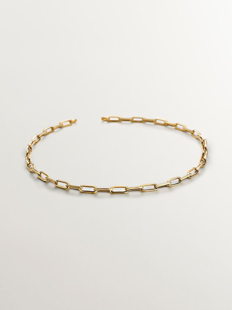 Chain of rectangular links made of 925 silver, coated in 18K yellow gold image number 0