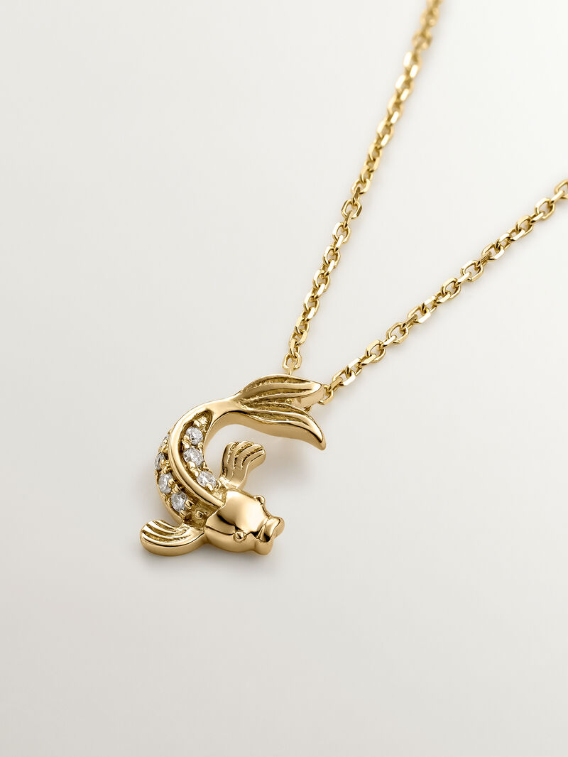 18k yellow gold pendant with diamond-shaped fish. image number 2
