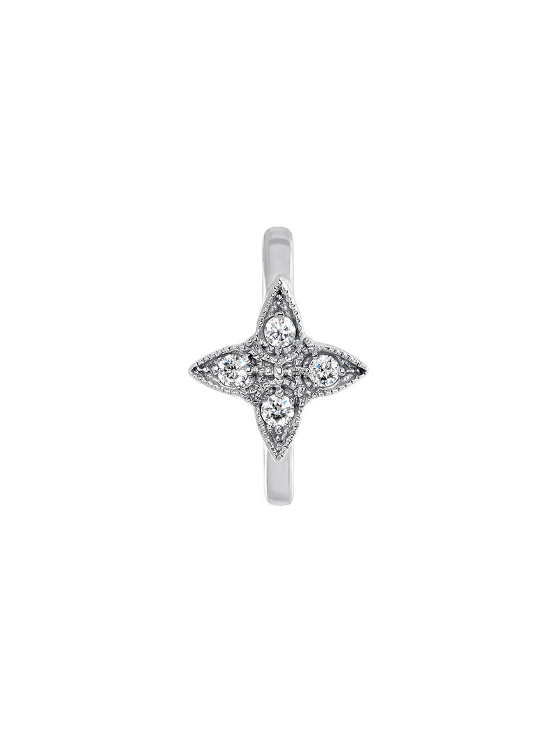 Individual 9K white gold earring with star and diamonds. image number 1