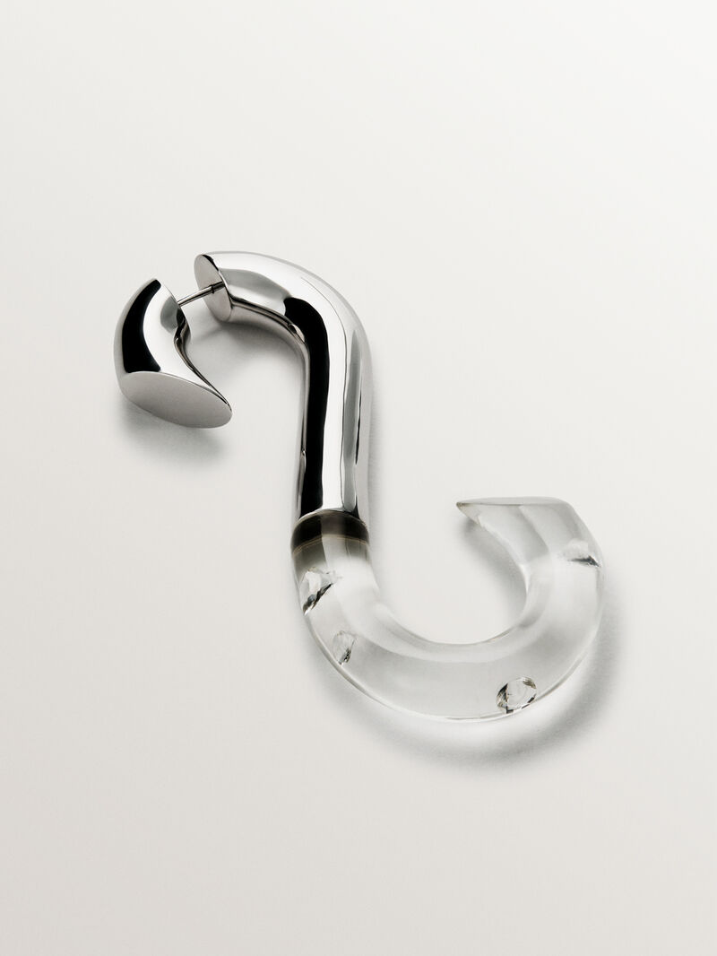 Individual 925 silver earring with zircons suspended in resin image number 2