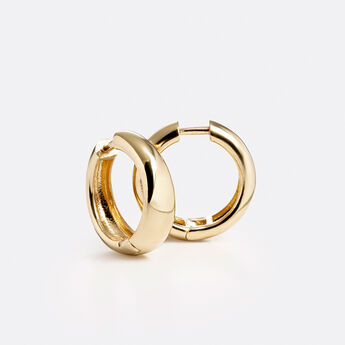 Medium thick hoop earrings in 18k yellow gold-plated silver, J05151-02, mainproduct