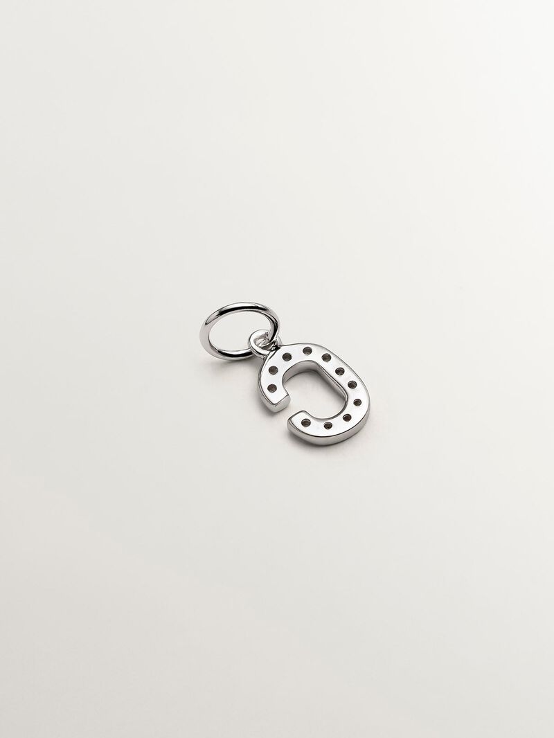 925 Silver Charm and White Topaz Initial C image number 2